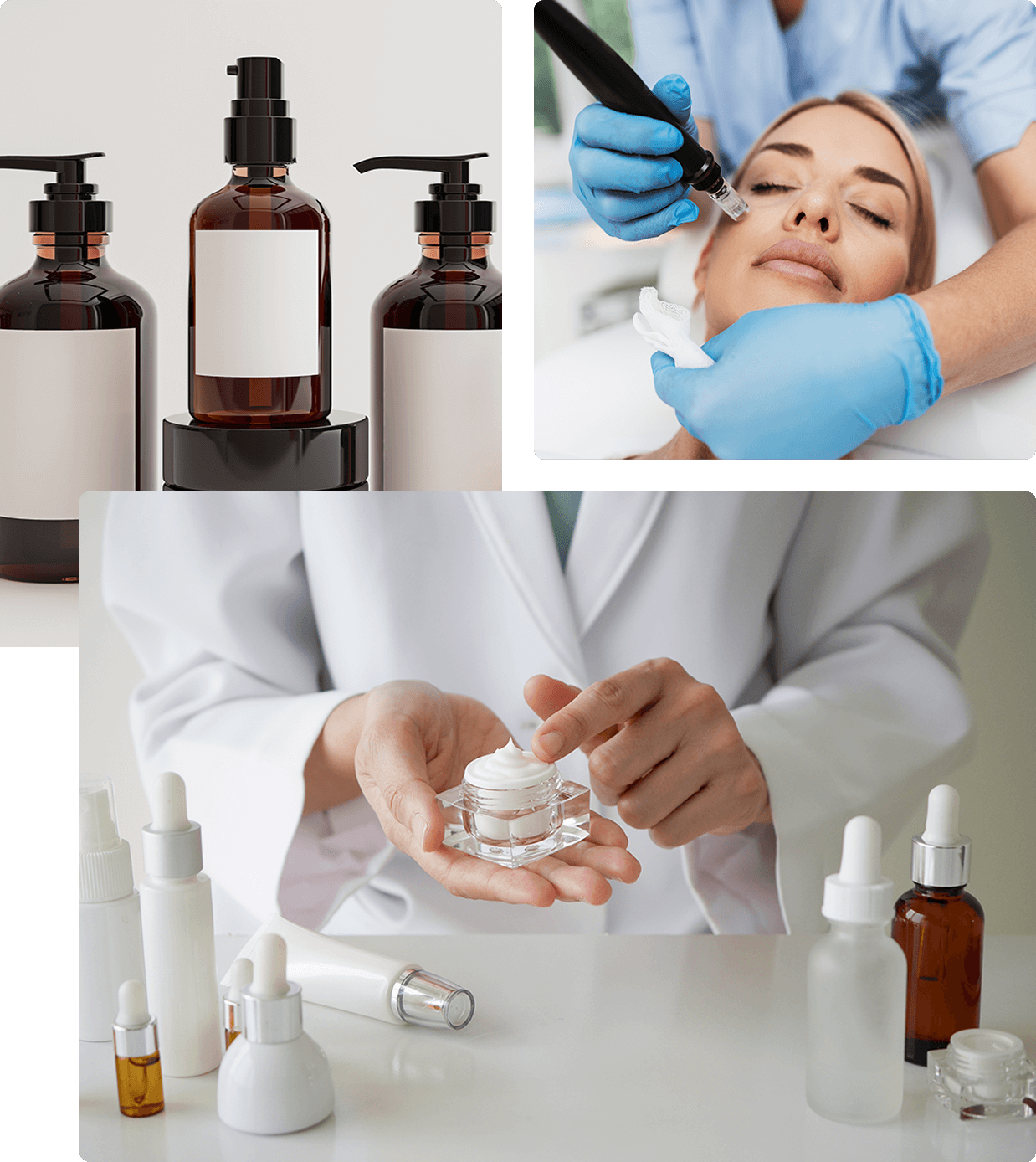 A collage of different medical procedures and products.